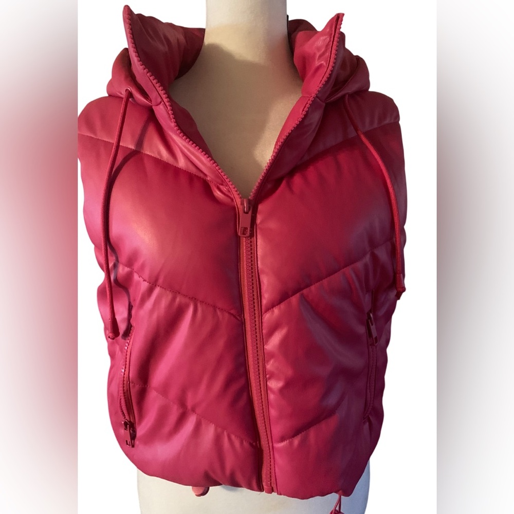 Love Tree Bright Pink Girl Vest, Faux Leather, Size Small. - Picture 5 of 15